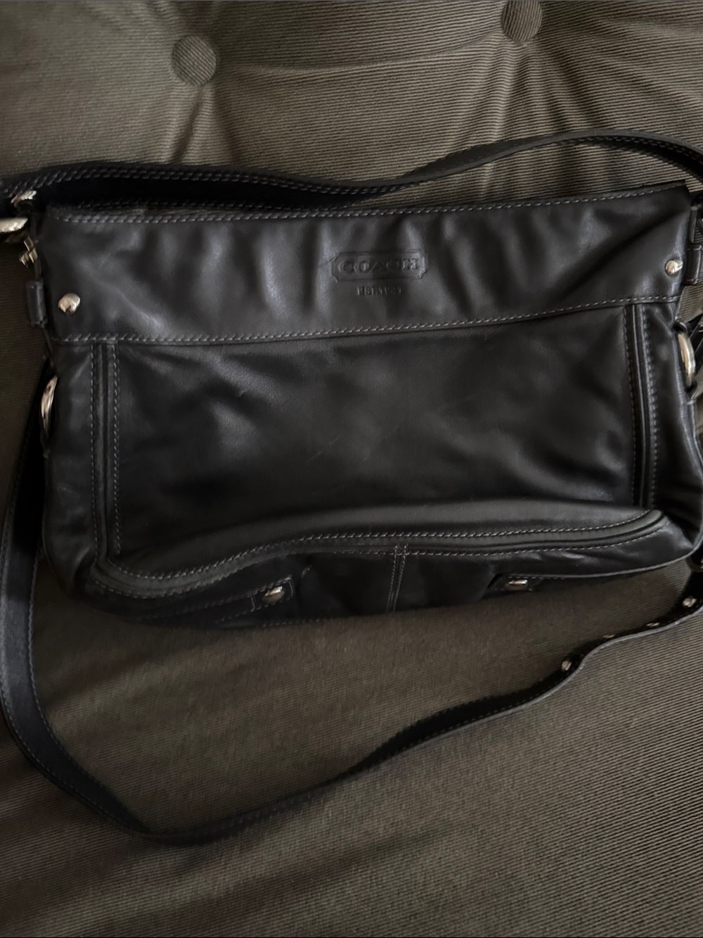 Coach Black Leather Messenger Shoulder Bag